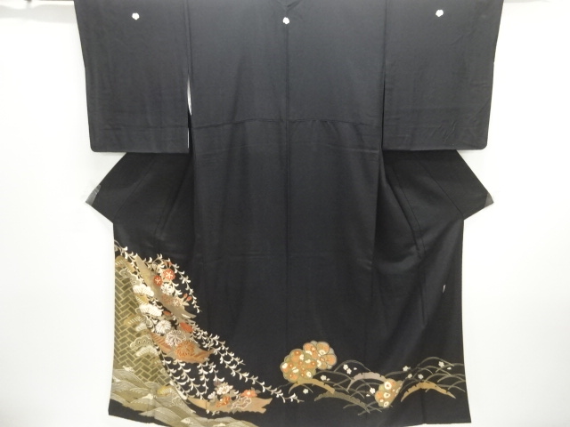 JAPANESE KIMONO / TOMESODE / EMBROIDERY / PINE / ARTIST WORK